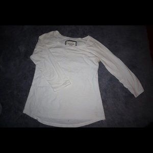 White Abercrombie 3/4 sleeve shirt baseball look